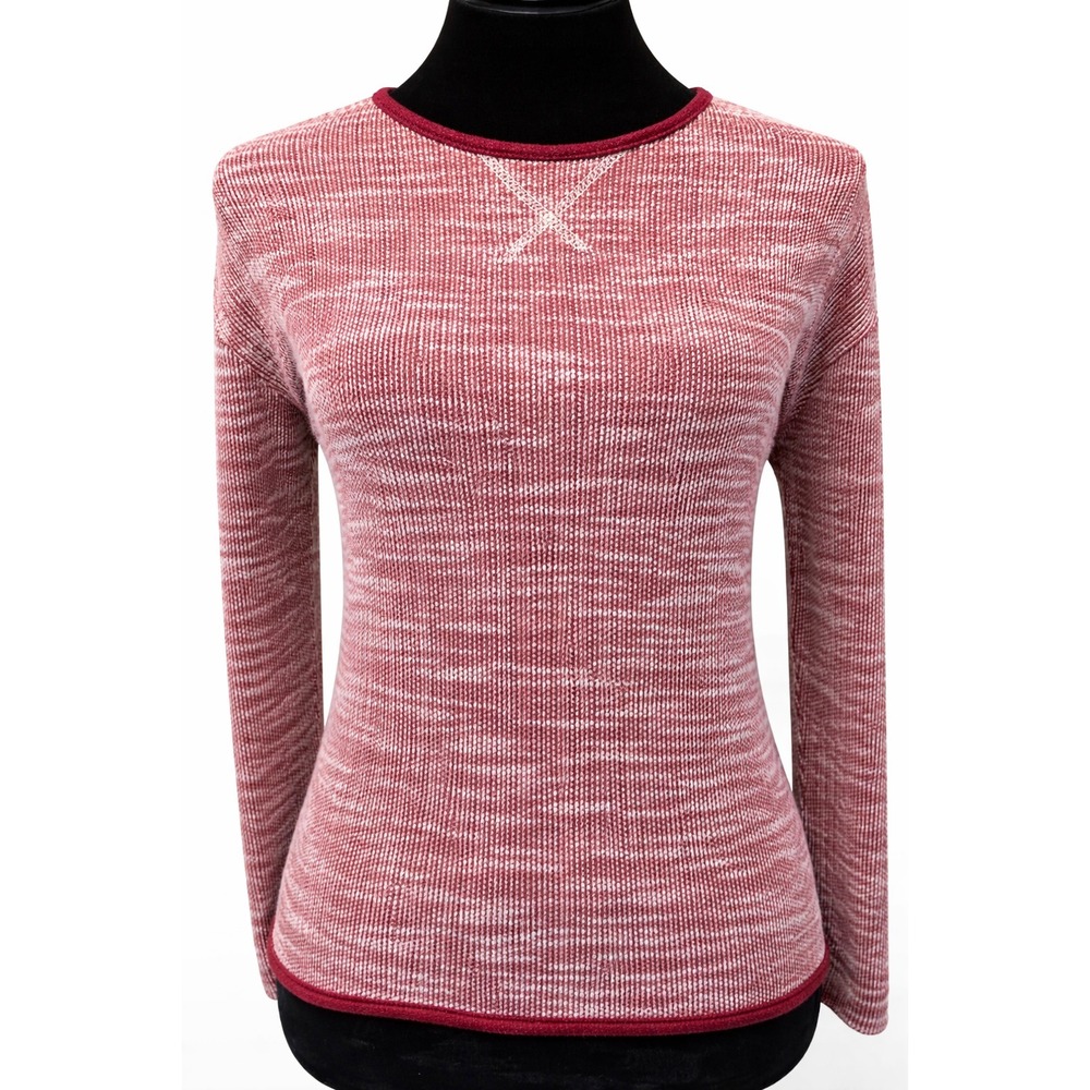 Anthropologie Olive & Oak Womens Crew Neck Thermal T-Shirt Top Small Red Marled